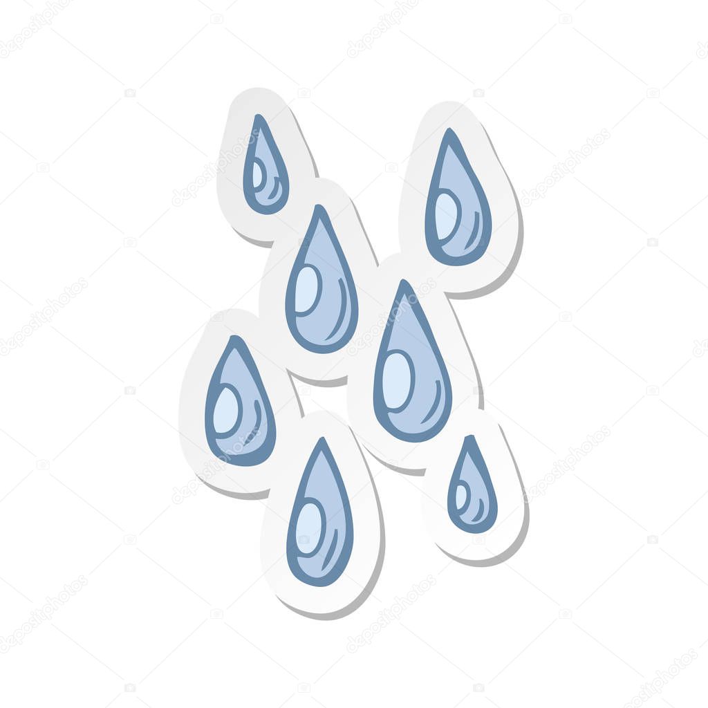 sticker of a cartoon raindrops