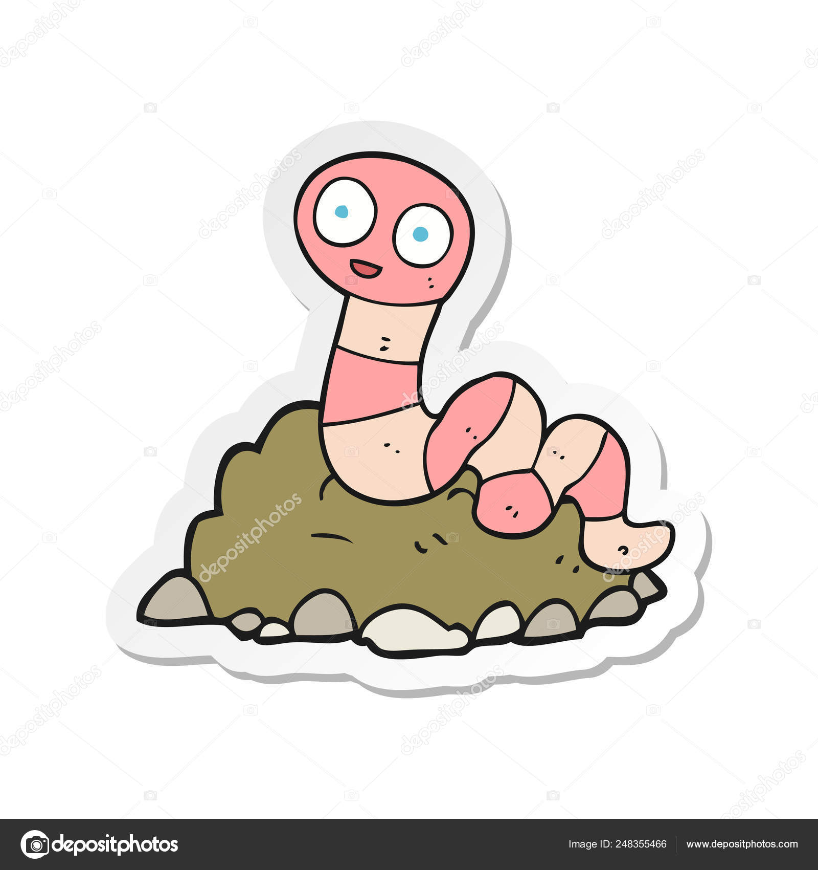 Sticker of a cartoon earthworm Stock Vector by ©lineartestpilot 248355466