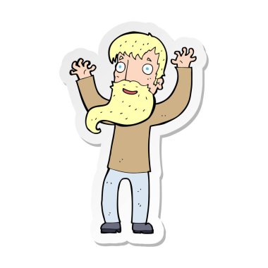 etiket bir karikatür sakallı heyecanlı