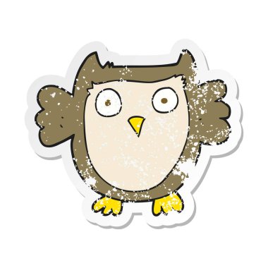 bir çizgi film baykuş Retro sıkıntılı etiket