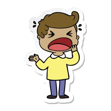 etiket adam bağıran bir karikatür