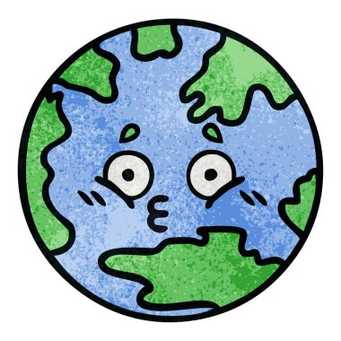 Retro grunge doku karikatür planet Earth
