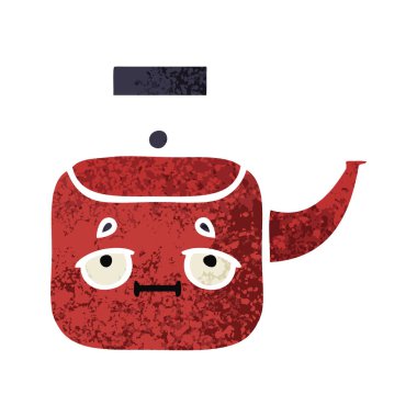 Retro illüstrasyon tarzı çizgi film su ısıtıcısı