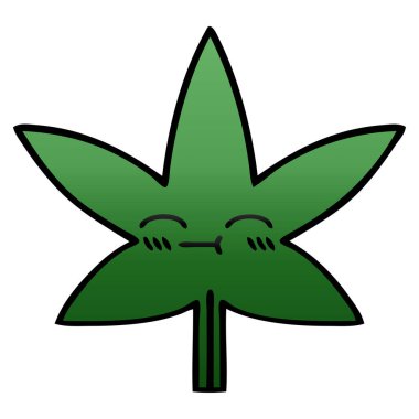 Degrade gölgeli karikatür marihuana yaprağı