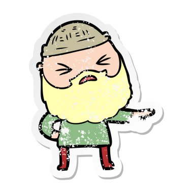 sakallı bir karikatür insanın sıkıntılı etiket