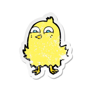 komik karikatür kuş Retro sıkıntılı etiket