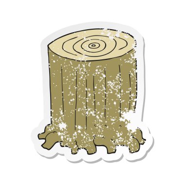 bir çizgi film ağaç kütüğü Retro sıkıntılı etiket