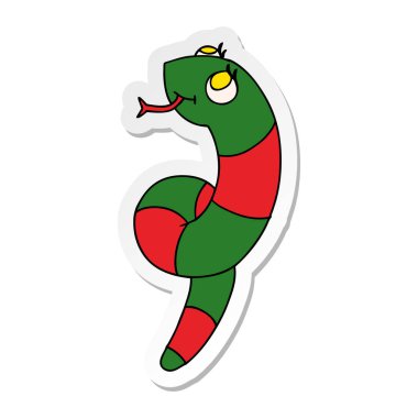 etiket karikatür kawaii şirin bir yılan