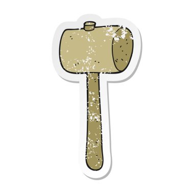 bir çizgi film tahta tokmak Retro sıkıntılı etiket