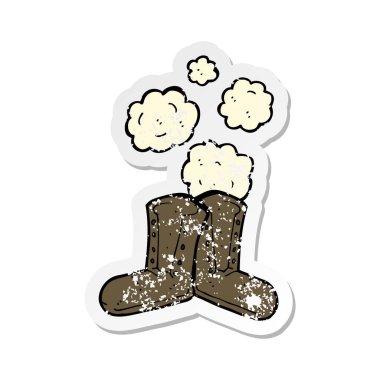 eski bir bot karikatür Retro sıkıntılı etiket