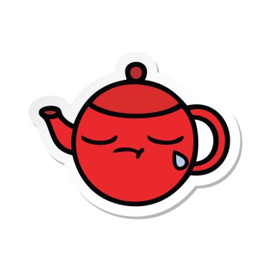 sevimli çizgi çaydanlık etiket