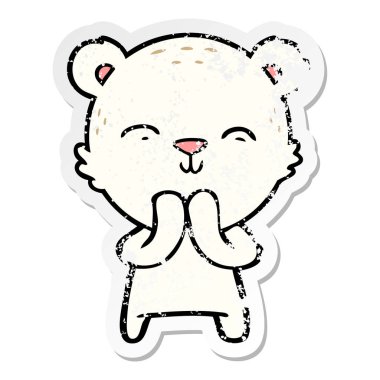 bir mutlu karikatür kutup ayısı sıkıntılı etiket