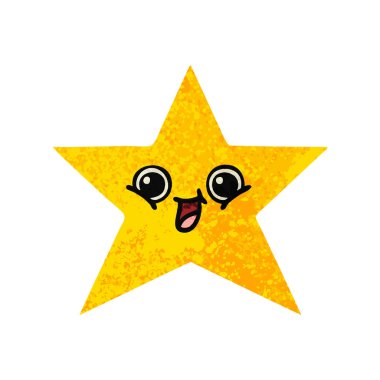 Retro illüstrasyon stil çizgi film altın bir yıldız