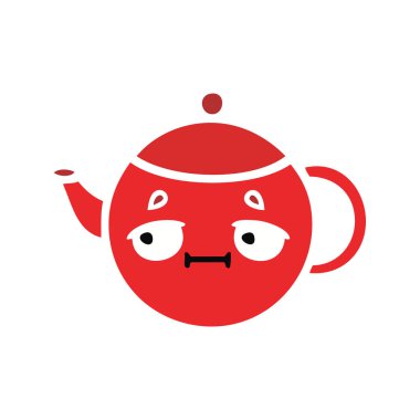 düz renk retro karikatür çaydanlık