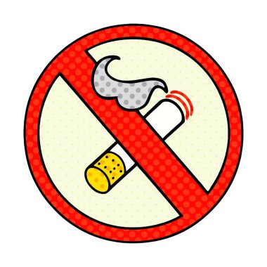 çizgi roman tarzı karikatür bir Sigara İçilmez işareti izin