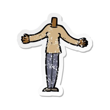 bir çizgi film kadın bedeninin Retro sıkıntılı etiket