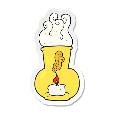 bir çizgi film eski cam fener mum ile etiket