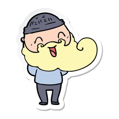 mutlu bir sakallı adamın etiket