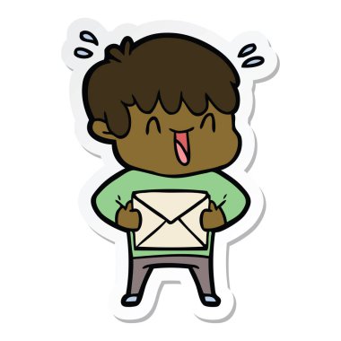 etiket bir karikatür gülen çocuk