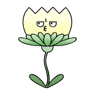 Degrade gölgeli karikatür çiçek