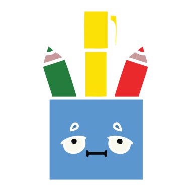 düz renk retro karikatür kalem pot