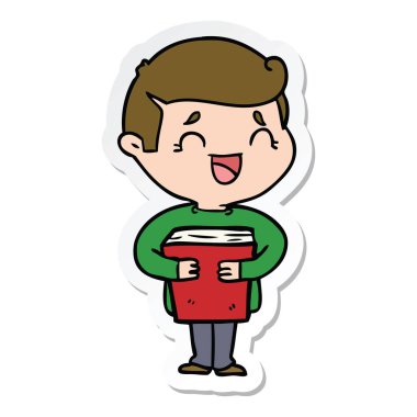 etiket adam holding kitap gülüyor bir karikatür