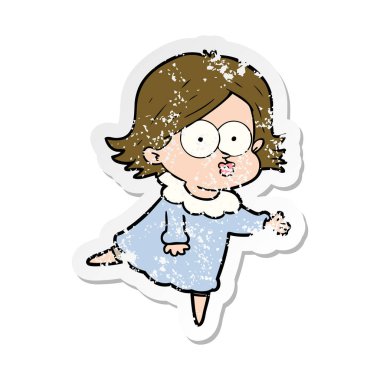 surat asmayı bir çizgi film kızın sıkıntılı etiket