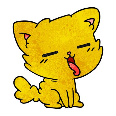 şirin kawaii kedi serbest el çekilmiş dokulu çizgi film