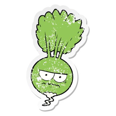 bir çizgi film kök sebze sıkıntılı etiket