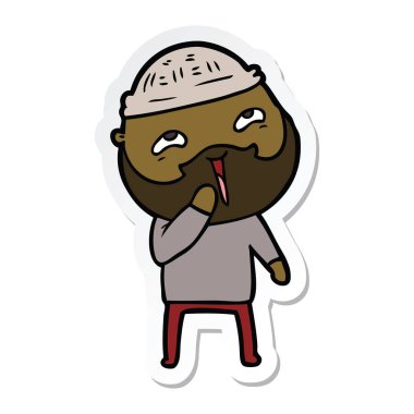 etiket karikatür mutlu bir sakallı adamın