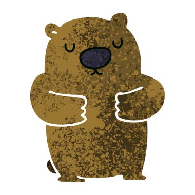 ilginç retro illüstrasyon tarzı çizgi film kunduz