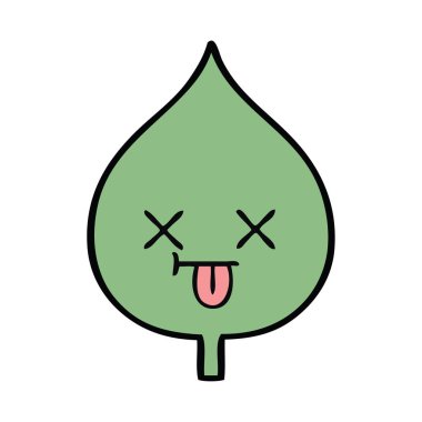 sevimli çizgi ekspresiyon yaprak