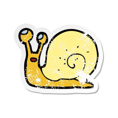 bir çizgi film salyangoz Retro sıkıntılı etiket