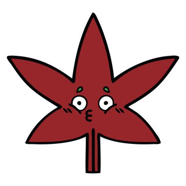 sevimli çizgi sonbahar yaprak