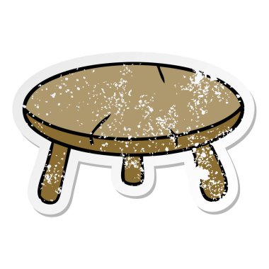 sıkıntılı etiket karikatür doodle ahşap bir dışkı