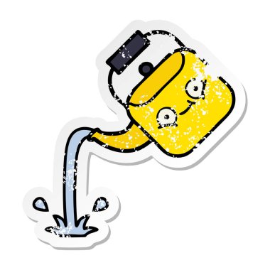 su ısıtıcısı dökülen bir sevimli çizgi sıkıntılı etiket