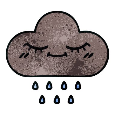 Retro grunge doku karikatür bir fırtına yağmur bulutu
