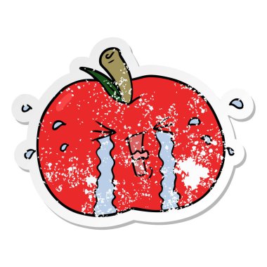 bir çizgi film elma ağlama sıkıntılı etiket