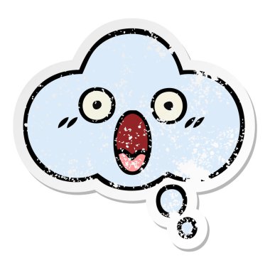 sevimli çizgi düşünce balonu sıkıntılı etiket