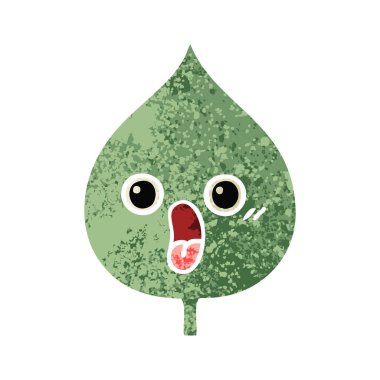 Retro illüstrasyon tarzı çizgi film ekspresiyon yaprak