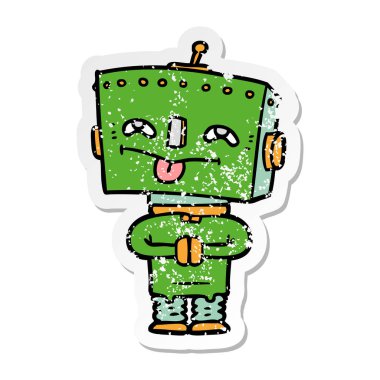 bir çizgi film robot sıkıntılı etiket