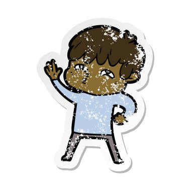 bir çizgi film meraklı insanın sıkıntılı etiket