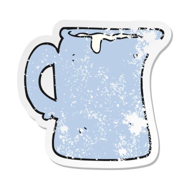 bir çizgi film süt kabı Retro sıkıntılı etiket