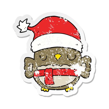 şirin bir Noel baykuş sıkıntılı etiket