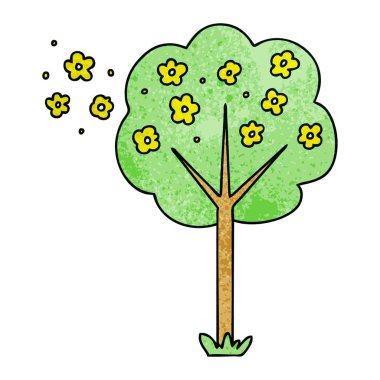 ilginç el çizilmiş karikatür ağaç