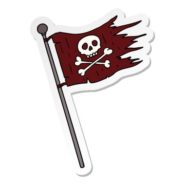 etiket karikatür doodle bir korsan bayrağı