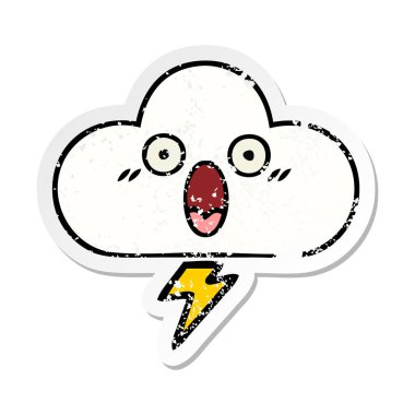 sevimli çizgi gök gürültüsü bulut sıkıntılı etiket