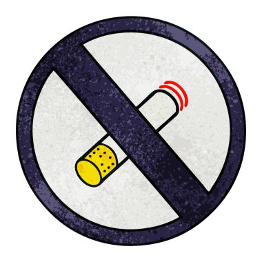 Retro grunge doku karikatür bir Sigara İçilmez işareti izin