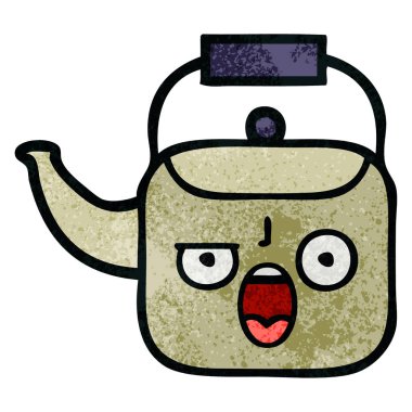 Retro grunge doku karikatür bir Kettle