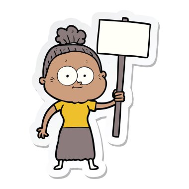 etiket bir karikatür mutlu yaşlı kadın